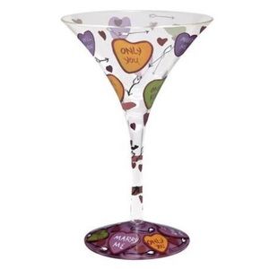 LOVE hand painted Martini glass by LOLITA new in box